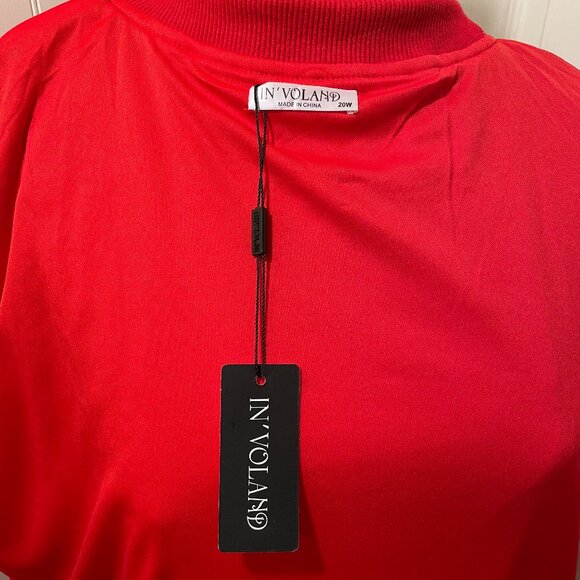 IN'VOLAND NWT Red Sequin Jacket Long Sleeve Knit Band Full Zipper Size 20W - Picture 7 of 9